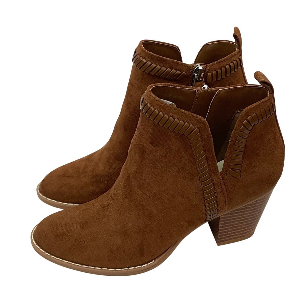 Dolce Vita Heeled Pointed Toe Suede Western Bootie Brown Tan Size 8 NEW